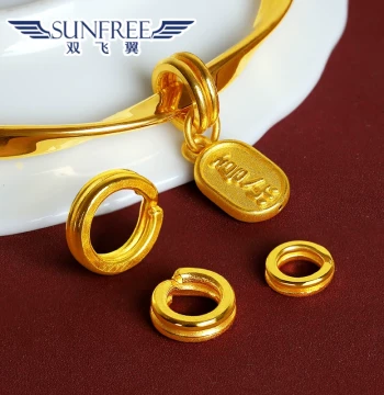 999 Pure Solid Gold Small Ring Bracelet Bead Accessory - Spring Connector O-Clasp Head Ring