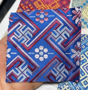 Guangxi Zhuang Brocade Everything Auspicious Pattern Zhuang Brocade Handmade Cultural Creative DIY Wooden Refrigerator Magnet Material Handmade Sachet Fabric