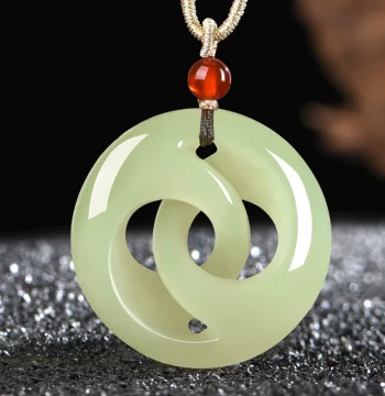 Jiayuan Jade Industry Hetian Jade Mutton Jade Fortune Turns Peace Buckle Jade Pendant Men's and Women's Jade Drop Jade Stone