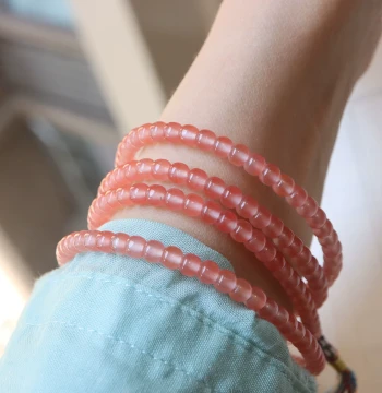 4mm Raw Ore Glue-Free Roasted Southern Red Agate Old-Style Bracelet Natural Sichuan Material Cherry Red Ice Powder Necklace Multi-Single Loop