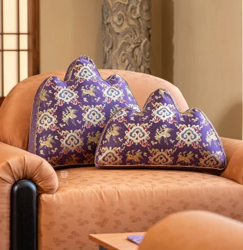Zhishe Ruyi Cloud Crane Pattern High Mountain Cushion Tea Room Office Chinese Style Cushion Seat Sofa Long-Sitting Backrest