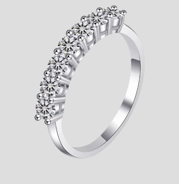 PT950 Platinum Diamond Ring for Women, 1 Carat Lab-Grown Diamond, Stacking Seven-Star Band Ring, Pinky Ring for Valentine's Day