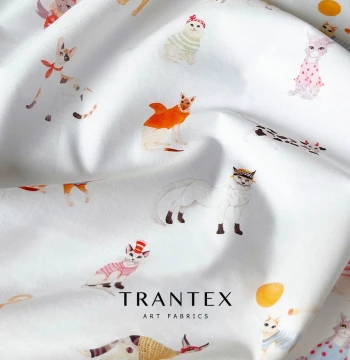 Skirt 100% Cotton Fabric for Baby and Children's Clothing, Handmade Floral Print Apparel, Shirt and Dress Material, Cat Pattern Fabric