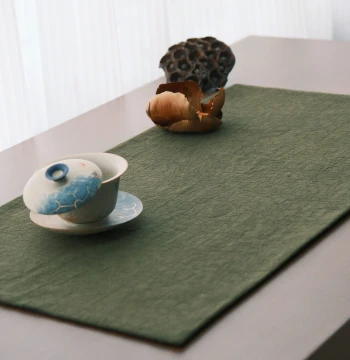 Qingshan Handmade Tea Mat Xunye Absorbent Dry Tea Serving Placemat Tablecloth Cotton Linen Wabi-Sabi Style