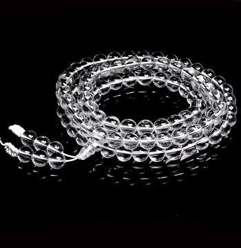Double-A [Fake One Compensate Ten] 100% Natural White Crystal Bracelet, 108-Bead White Crystal Prayer Mala, White Crystal Hand Strand