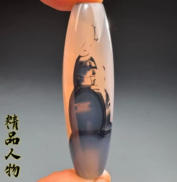 Natural Agate Figurative Pattern Gemstone: Dzi Bead Pendant, Hanging Ornament, Lezi Bead, and Polished Raw Stone (Item 032)