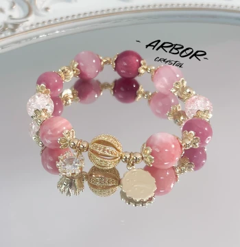 Original Design Amethyst Bracelet - Ice-Grade Argentine Rhodochrosite and Rose Quartz Love-Attracting Strawberry Luck Bracelet