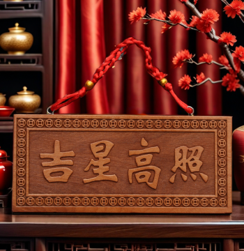 [Bright Stars Shine High] Natural Peach Wood Horizontal and Vertical Plaque Pendant Auspicious Object Entrance Door Window Decoration Ornament Living Room