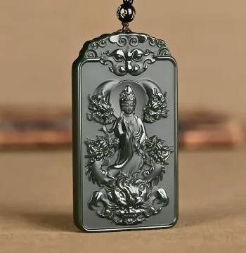 Hetian Jade Green Jade Pixiu Nine-Dragon Guanyin Pendant for Men with Certificate