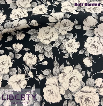 LIBERTY Genuine Black Cardlyn Rose Carline, UK Imported Fabric, 100% Long-Staple Cotton
