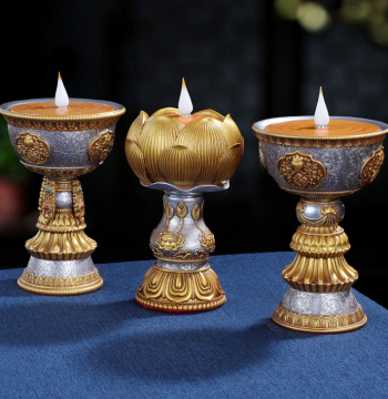 Simulation LED Rechargeable Butter Lamp Electronic Candle Holder Buddha Offering Lamp Home Plug-in Eternal Lamp