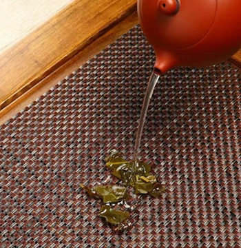 PVC Chinese Style Tea Tray Mat - Waterproof Tea Drip Pad with Mesh Strainer for Gongfu Tea Sets