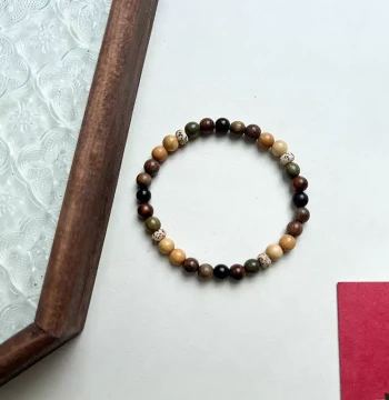 One Bracelet, Multi-Gem Wooden Buddhist Beads, Huanghuali, Zitan, Bodhi, Multi-Blessing Minimalist Sandalwood Bracelet for Women and Men, Two Loops 6mm