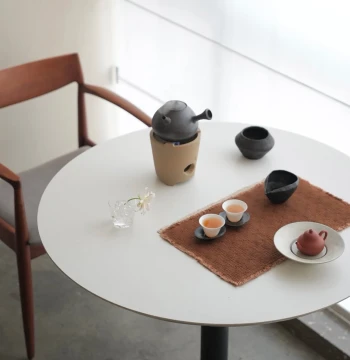 VAST Infinite Vessel Handmade Persimmon-Dyed Tea Mat: Retro New Chinese Zen Style Tea Towel, Home Ancient Charm Tea Cloth, Tea Ceremony Pad