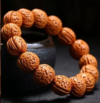 Natural Wild Peach Wood Peach Pit Bracelet Brain-Texture Peach Pit Bracelet Cultural Play Walnut Beads Men's and Women's Prayer Beads Carved Pits