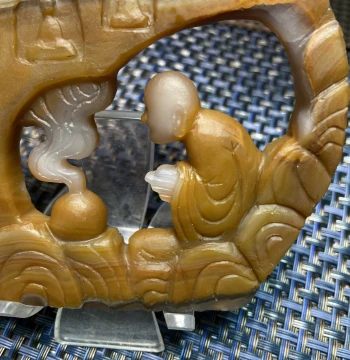 Agate Carving Enlightenment Ornament, Precision Crafted Collectible, One Item One Photo, Brazilian Agate Handicraft