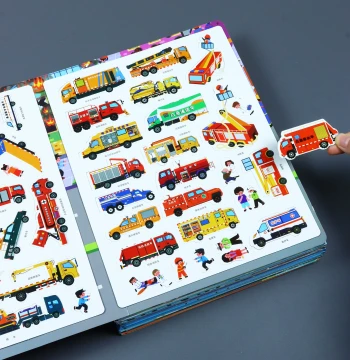Children's Magnetic Transportation Engineering Vehicle Sticker Book: Quiet Educational Toy for Boys Aged 2-3 to 6 Years
