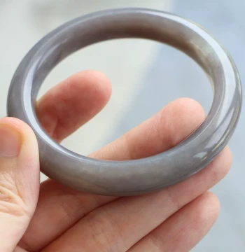 Authentic Natural Hetian Jade Bangle - Size 57, Certificate No. 4022128, Hetian Jade Pink-Purple Smoky Purple, Qinghai Material