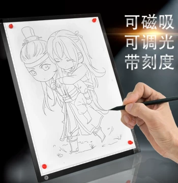 Yibole Magnetic LED Ultra-Thin Eye-Caring Stepless Dimming A3 A4 Light Table Tracing Desk for Calligraphy, Drawing, Anime, Export Acrylic Ultra-Light Portable USB Interface