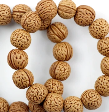 Small Walnut Kernel Bracelet: Wild Mountain Peach Pit Beaded String for Cultural Play, Perfectly Round Men's and Women's Handchain with Mini Walnut Beads
