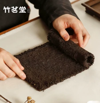 Chinese Zen Cotton Linen Plant-dyed Tea Mat Tablecloth Retro Distressed Old Fabric Mini Dry Brew Tea Mat Coaster Small Table Runner