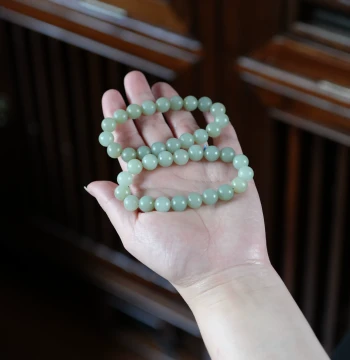 Serene Beauty: Xinjiang Qiemo Near-Mine Hetian Jade Milk-Blue Soft-Glow 10mm Bracelet