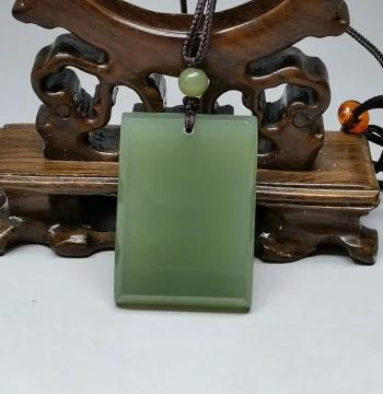 22-Year Established Store - Natural Hetian Jade Peace Safety Plaque in Lake Green (No. 69 with Certificate)
