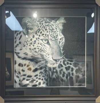 Square 115cm Handmade Su Embroidery Finished Full-Cover Random Stitch Snow Leopard Decoration Hanging Painting for Entryway and Living Room