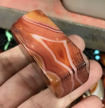 Banded Agate Seal Blank Paperweight Four Treasures of the Study Personal Name Seal Natural Warring States Red Agate Exquisitely Carved Rectangular Stamp