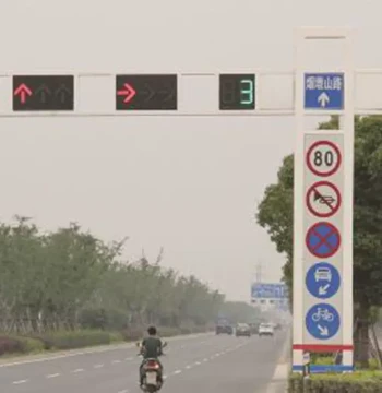 Cantilever LED Traffic Signal Light Crossroad Police Warning Light Road F-type Single-arm Sign Pole