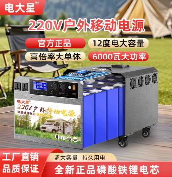 Dianda Xing 220V Outdoor Portable Power Station LiFePO4 12V/24V Battery High Capacity High Power for Street Vending Camping RV Photovoltaic Energy Storage