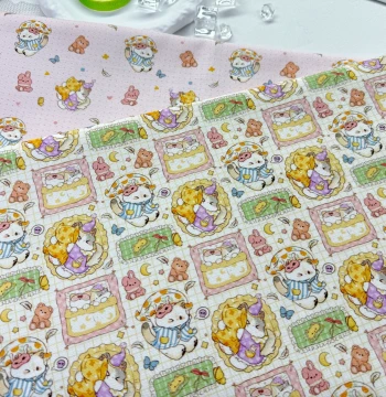 Exclusive Copyrighted Pattern 100% Cotton 8oz Canvas: Patchwork Cat Bag, Tablecloth, Overall, and Jacket Fabric
