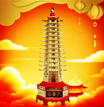13-Layer Pure Copper Wenchang Tower for Students - Desktop Ornament, Hanging Charm for Academic Success, Gift Box for Imperial Exam Glory
