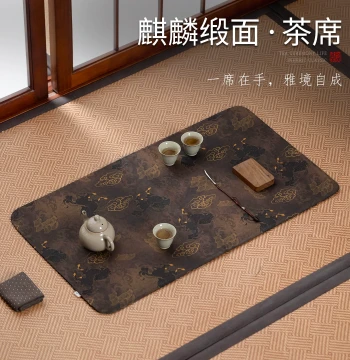 Double-Sided Chinese Style Zen Tea Mat Vintage Tea Table Cloth Dry Brewing Mat Heat-Resistant Light Luxury Fabric Tea Pad