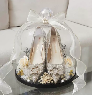 Wedding Shoe Box with Lock Wedding Hidden Shoe Box Ring Toss Bride Pickup Game Crystal Cover Bell Ring Toss Wedding Shoe Box