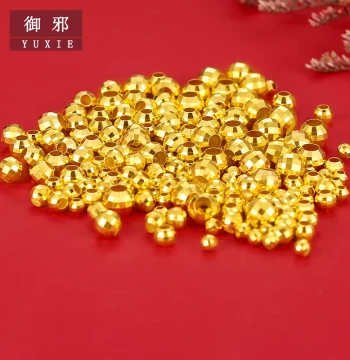 YUXIE Gold Disco Luck Beads Pure Gold 999 Laser Gold Beads Loose Beads Gold Nuggets DIY Versatile 520 Gift