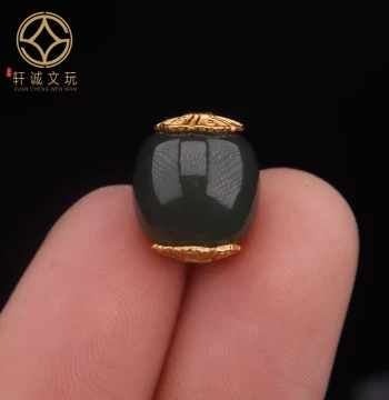 Raw Ore Natural Hetian Jade Six-Character Mantra Old-Style Barrel Bead Luck Transfer Bead Vintage Accessory Loose Beads for Bracelets