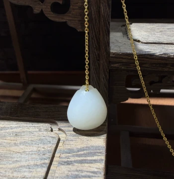 Sold Out~ Xinjiang Sa White Jade Seed Material with Golden Skin Small Lock Baby Lock Peace and Auspicious Pendant Carving
