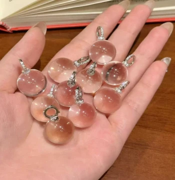 Natural Clear Quartz Sphere Pendant Double-A Fully Clean Bubble Beads DIY Accessories for Bracelets, Hand Rosaries, and Necklaces
