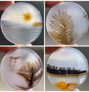 Madagascar Ocean Chalcedony Ba Yu Agate Polished Pictorial Landscape Grass Flower Natural Strange Stone Agate 014