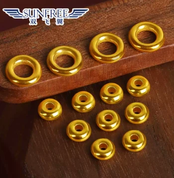 Gold 999 Pure Gold Small Ring Spacer Beads Bright Surface Gold Circle Disciple Beads 3D Hard Gold Spacers Qiankun Circle Cultural Play Accessories