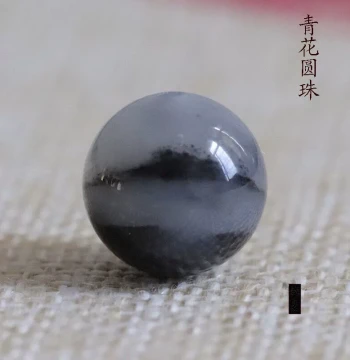 Natural Xinjiang Hetian Jade Blue-and-White Seed Material Jade Beads Loose Beads Single Round Bead DIY Bracelet Cultural Play Matching Beads
