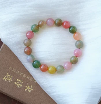 Yanyuan Agate Polished Bracelet, Single-Loop Agate Beaded Bracelet, Crystal Fashion Jewelry, New Year Gift, Yanyuan Agate