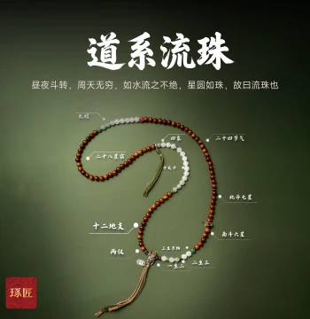Zhuojiang Taoist Style Flowing Beads, Original Chinese Style Men's and Women's Handheld Bead Chain, Coconut Stem Bracelet with DIY Jewelry Accessories