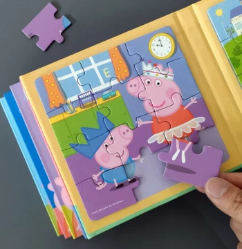 Peppa Pig Magnetic Tile Puzzle for Kids Aged 2-6: Entry-Level Baby Quiet Book Educational Toy