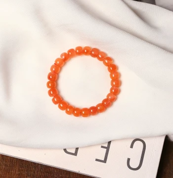 Natural Sichuan Material Nanhong Agate Ice Floating Cherry Red Old-Style Bead Single Circle Bracelet Men and Women Nanhong Jewelry