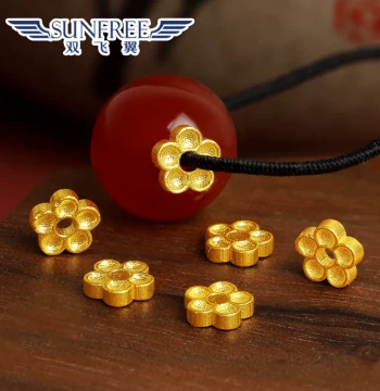 Ancient Method Solid Handmade Mini Gold Spacers and Beads, 999 Pure Gold Accessories for Bracelets, Circle Beads, and Luck Transfer Beads