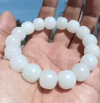 Caiyunxuan Premium Jade 61.2g Xinjiang Hetian Jade Mutton Fat White Jade Old-Style Bead Bracelet for Men and Women