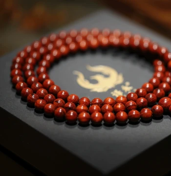 Yimu 0.7cm*108 "Small Leaf Red Sandalwood Fine Gold Star Old Material" Round Bead Bracelet
