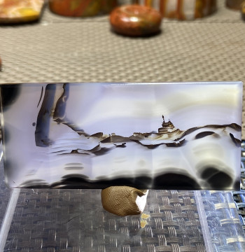 Agate Scenic Landscape Photography Ornament Pendant One Item One Photo Premium Collection Brazilian Agate Ink Wash Style